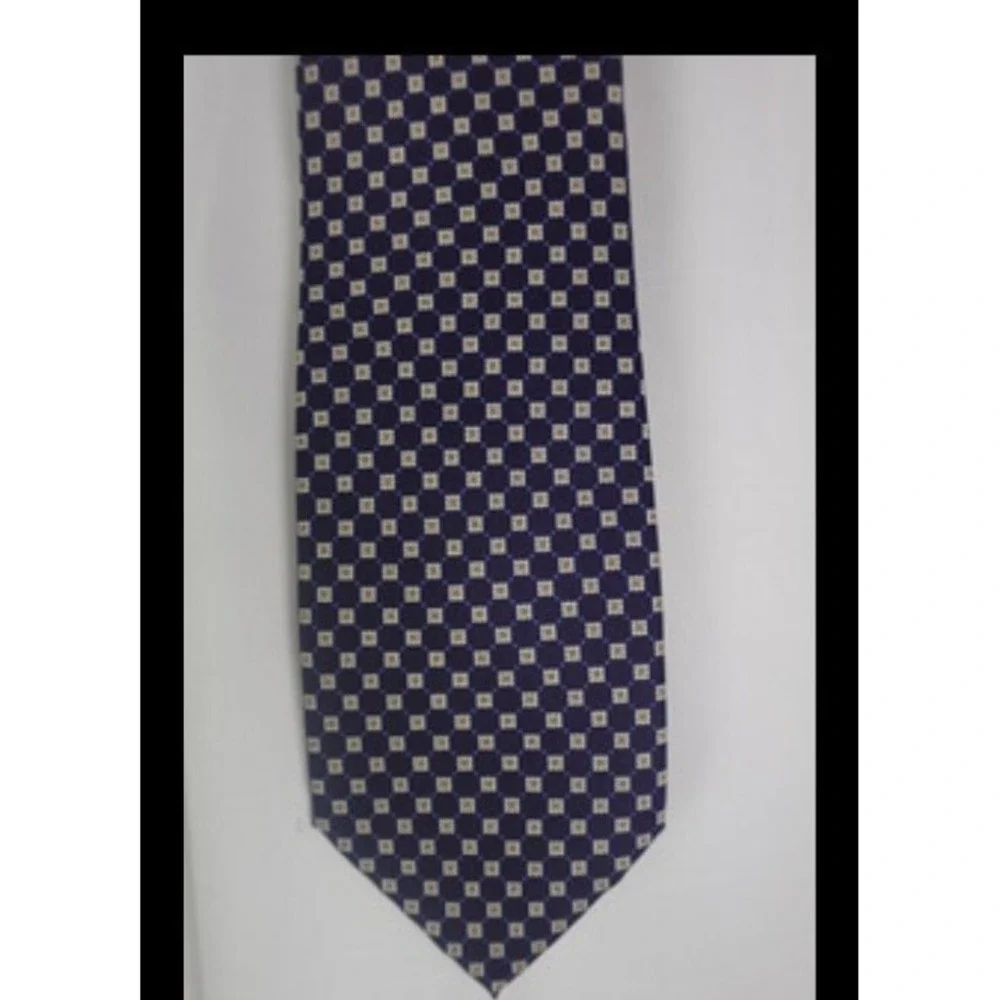 Fabris Venezia Tie‎ 100% Silk Navy Pattern Luxury Made in Italy Mens Necktie